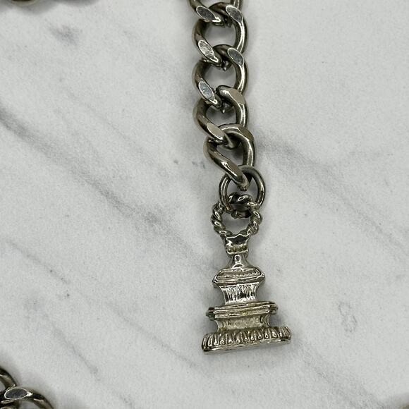 Chunky Draped Charm Chain Belt Silver Tone Y2K Festival One Size ✨ - Picture 7 of 16